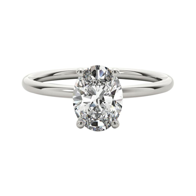 GIA-zertifizierter 2,01 Karat ovaler Solitär-Diamantring mit verstecktem Halo