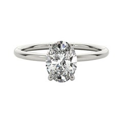 GIA Certified 2.01 Carat Hidden Halo Oval Solitaire Diamond Ring