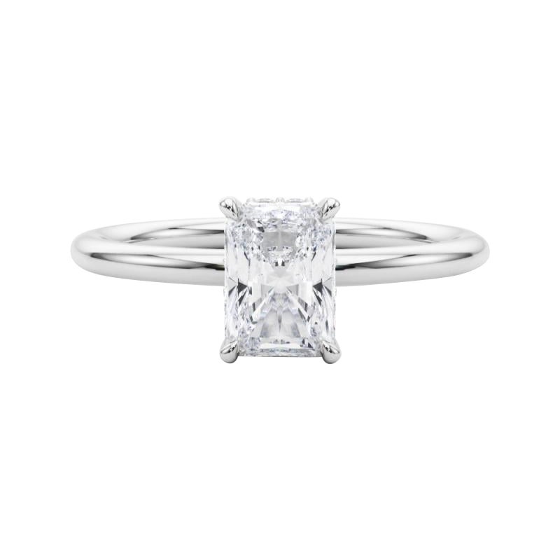 GIA Certificato 2.01 Carati Hidden Halo Radiant  Anello con diamante