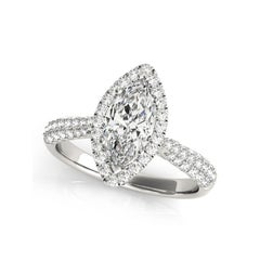 GIA Certified 2 Carat Marquise Halo Multi-Row Diamond Ring