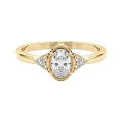 GIA Certified 2.01 Carat Milgrain Oval Bezel Geometric Diamond Ring
