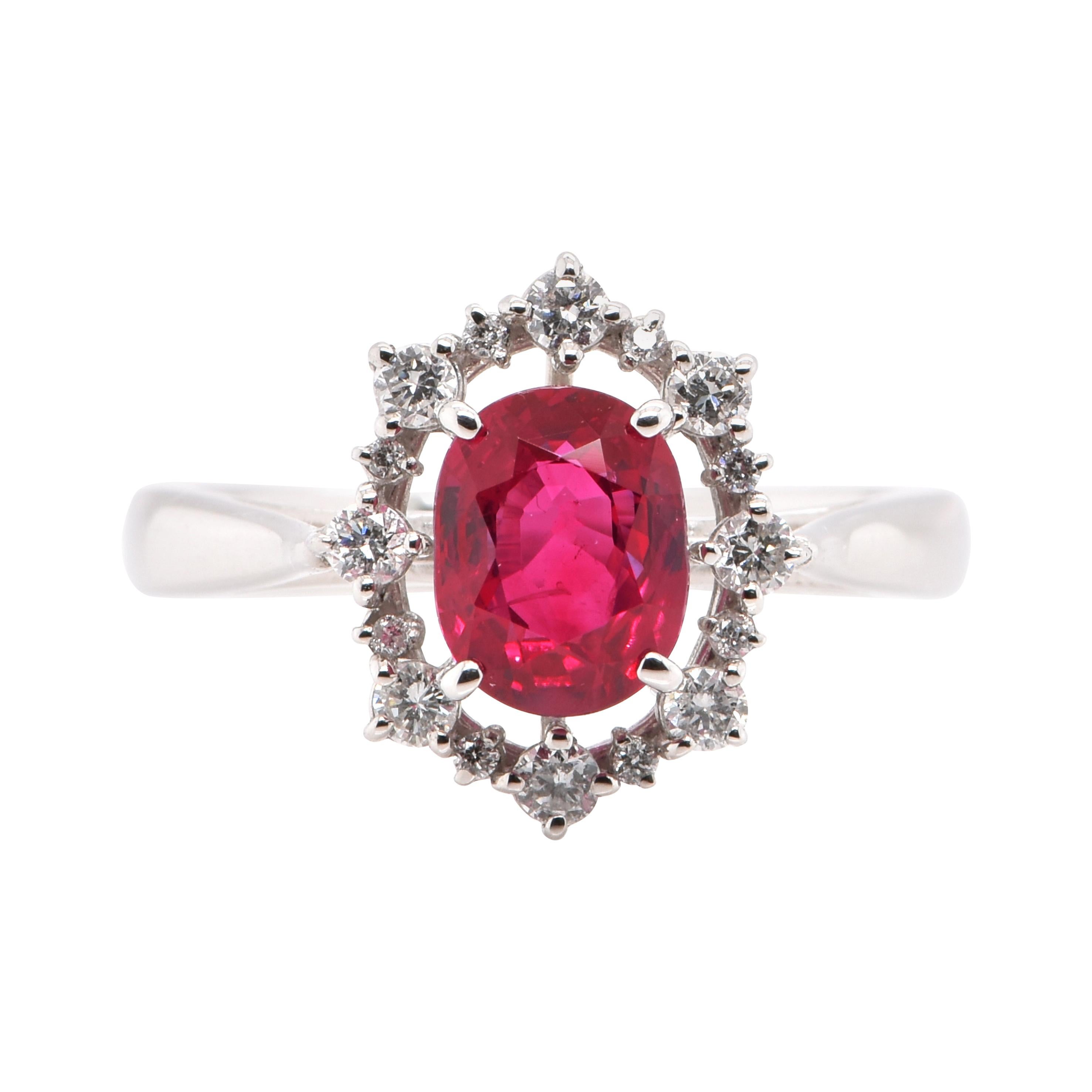Anillo de rubí birmano natural de 2,01 quilates engastado en platino certificado por GIA