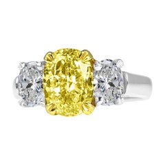 GIA Certified 2.01 Carat Natural Fancy Intense Yellow Diamond Ring ref124