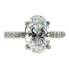 GIA-zertifizierter 2,01 Karat natürlicher ovaler D farbloser SI1 Diamant-Verlobungsring
