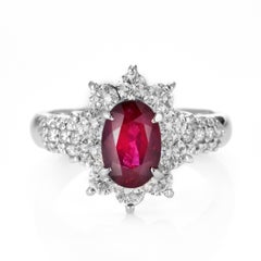 GIA Certified 2.01 Carat Natural Siam Ruby and Diamond Ring Made in Platinum