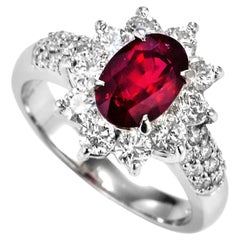 Bague en platine certifiée GIA de 2,01 carats de rubis et diamants Siam naturels