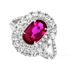 GIA Certified 2.01 Carat Natural Siamese Ruby and Diamond Ring Made in Platinum