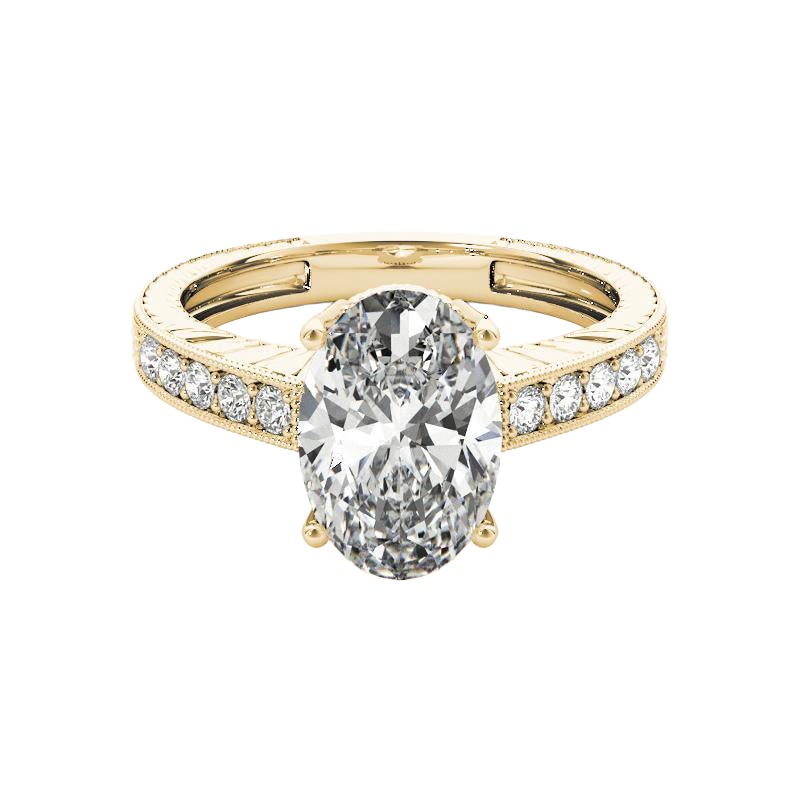 Anello con diamante ovale antico inciso a grana fine certificato GIA da 2.01 carati