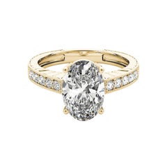 Anello con diamante ovale antico inciso a grana fine certificato GIA da 2.01 carati