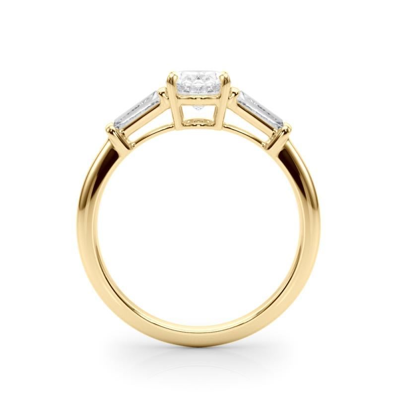 Anillo de diamantes clásico de 3 piedras ovalado y baguette de 2,01 quilates certificado por GIA en Nuevo estado para la venta en New York, NY