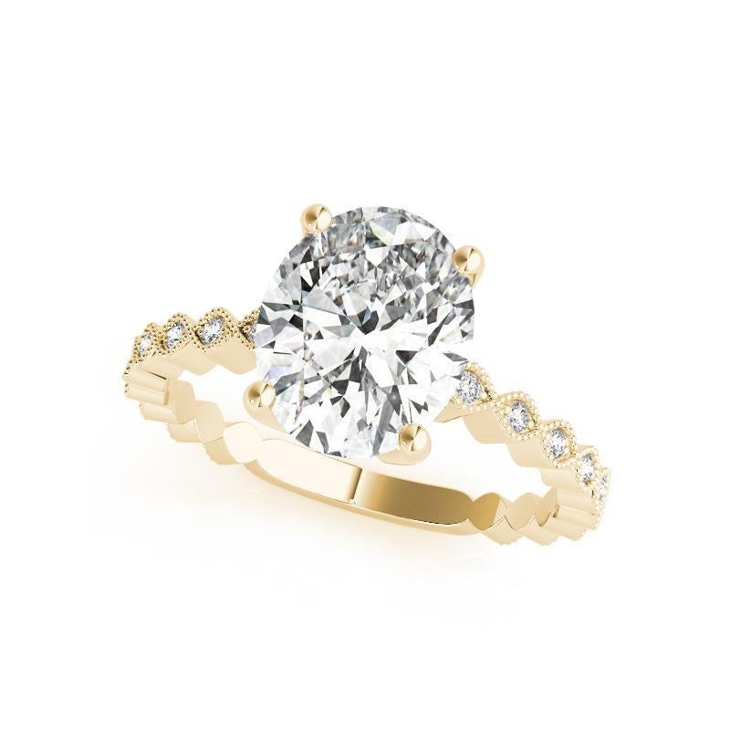 Taglio ovale GIA Certified 2,01 Carat Oval Bezel Milgrain Band 18K Yellow Diamond Ring in vendita
