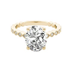 GIA Certified 2,01 Carat Oval Bezel Milgrain Band 18K Yellow Diamond Ring