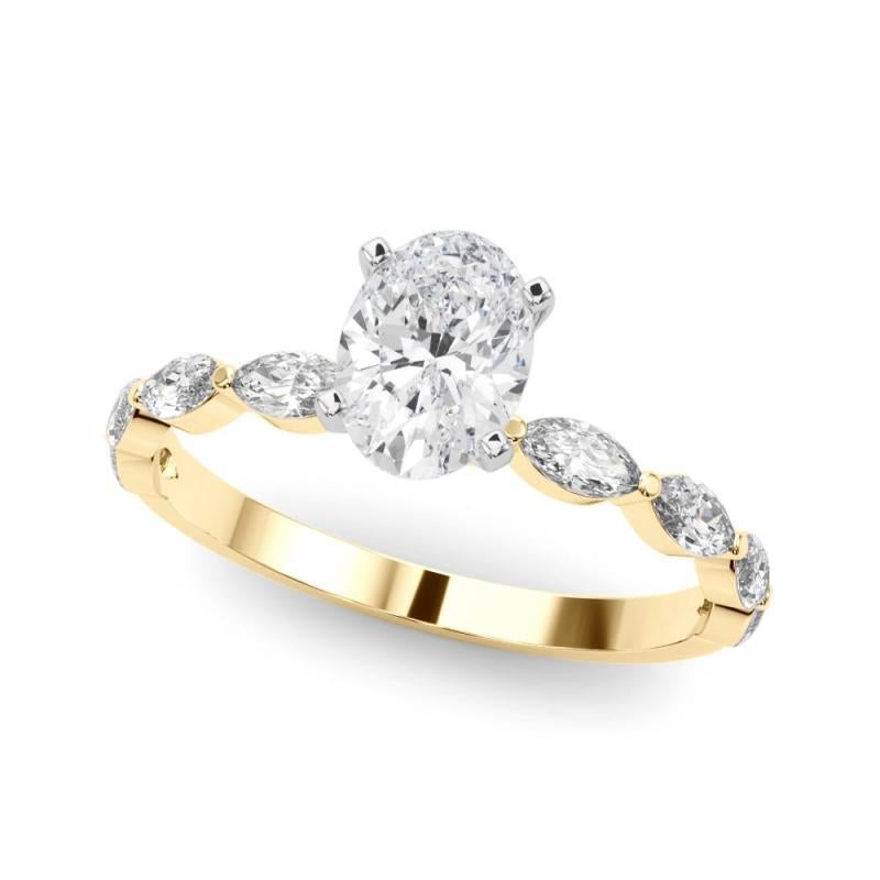 GIA zertifiziert 2,01 Karat Oval Diamant Band Solitär Diamantring (Ovalschliff) im Angebot