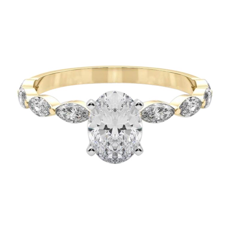GIA zertifiziert 2,01 Karat Oval Diamant Band Solitär Diamantring