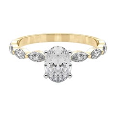 GIA zertifiziert 2,01 Karat Oval Diamant Band Solitär Diamantring