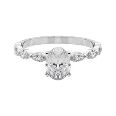 GIA zertifiziert 2.01 Karat Oval Diamant Band Solitär Platin Diamant Ring