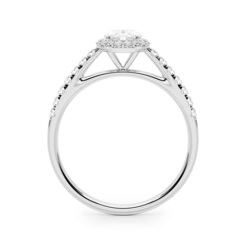 GIA Certified 2.01 Carat Oval Halo Pave 18K White Gold Diamond Ring In New Condition For Sale In New York, NY
