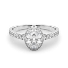 GIA zertifiziert 2,01 Karat Oval Halo Pave 18K Weißgold Diamantring