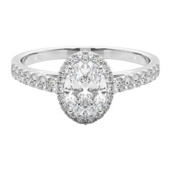GIA Certified 2.01 Carat Oval Halo Pave  Diamond Ring