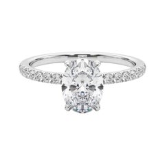 GIA Certified 2.01 Carat Oval Hidden Halo Pave  Diamond Ring