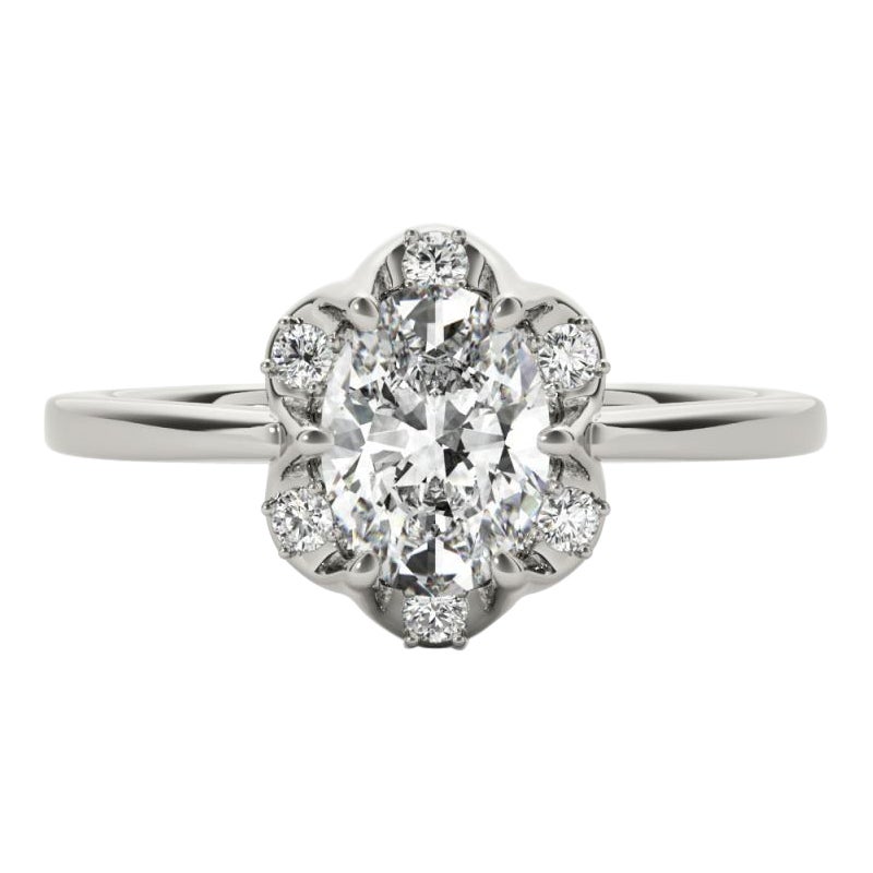 GIA Certified 2,01 Carat Oval Raindrop Tulip Anello di diamanti in oro bianco 18K