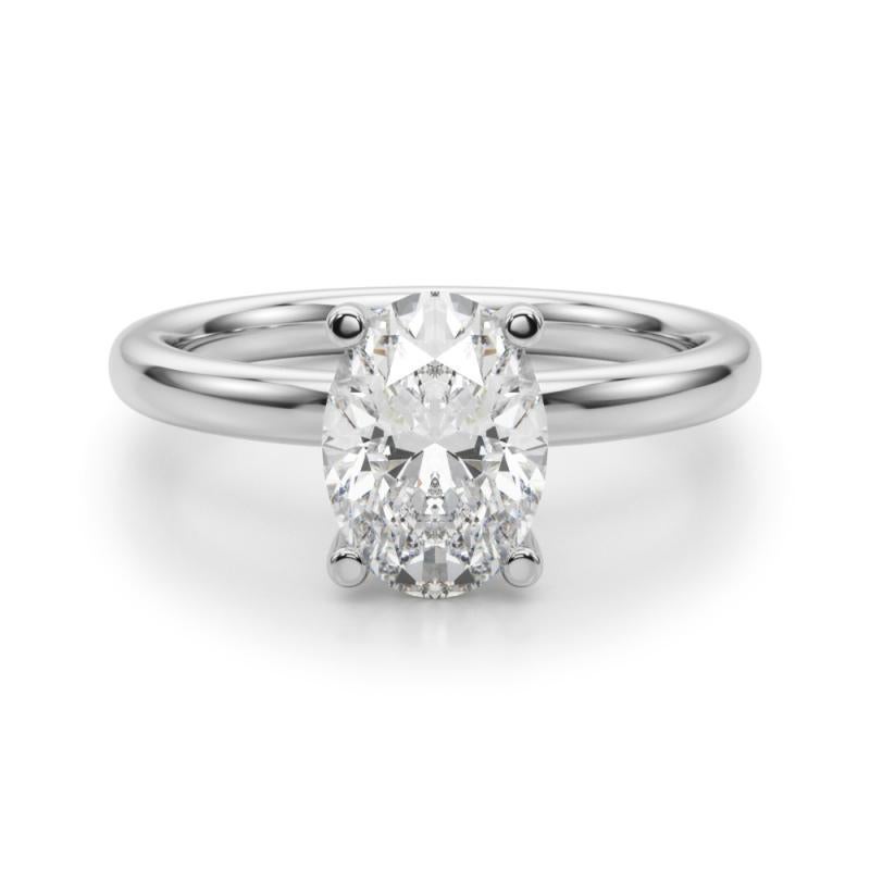 Solitario ovale a 4 punte certificato GIA da 2,01 carati  Anello con diamante In condizioni Nuovo in vendita a New York, NY