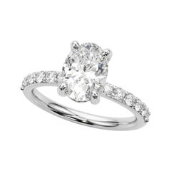 GIA Certified 2.01 Carat Oval Solitaire & Channel Prong Platinum Diamond Ring