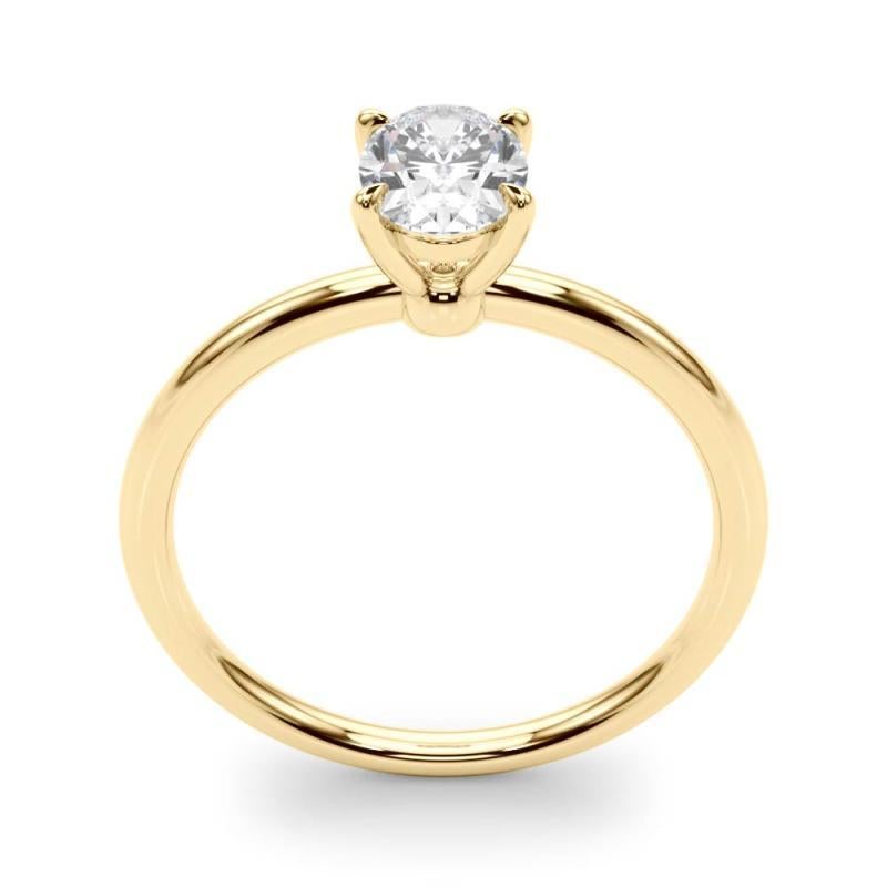 Donna Anello con diamante ovale solitario a quattro punte in oro giallo 18 carati certificato GIA da 2,01 carati in vendita