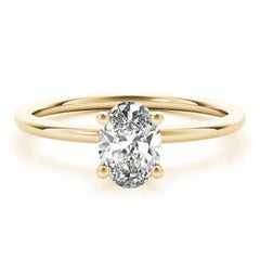 GIA-zertifizierter 2,01 Karat ovaler Solitär-Diamantring mit vier Zacken in 18 Karat Gelbgold