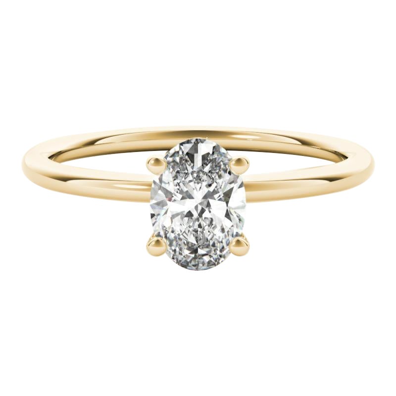 Anello con diamante ovale solitario a quattro punte in oro giallo 18 carati certificato GIA da 2,01 carati