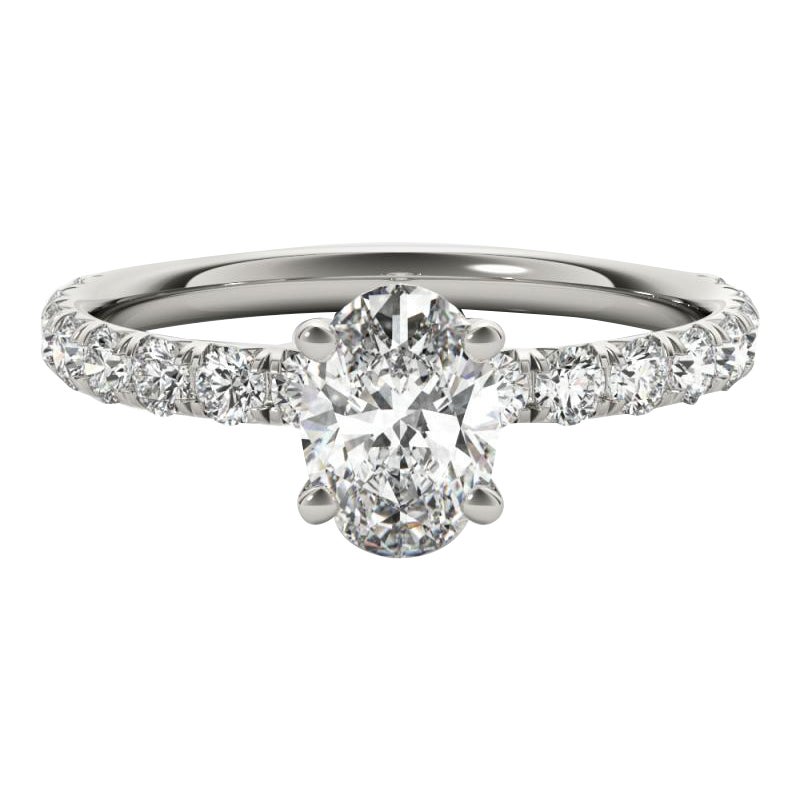 GIA Certified 2.01 Carat Oval Solitaire & Pave 18K White Gold Diamond Ring
