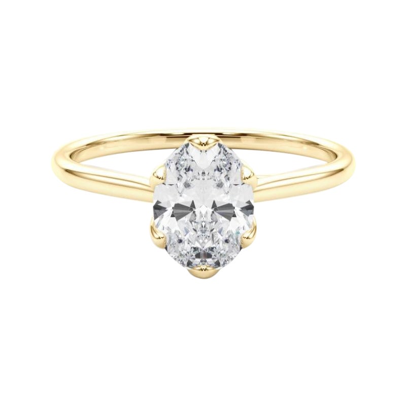 Anello con diamante solitario ovale Tulipano Rosa certificato GIA da 2.01 carati in vendita