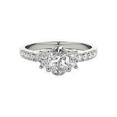 GIA Certificato 2.01 Carati Ovale a Tre Pietre Pave  Anello con diamante