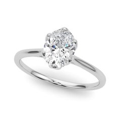 GIA Certified 1.80 Carat Oval Tulip Solitaire Cathedral Diamond Ring