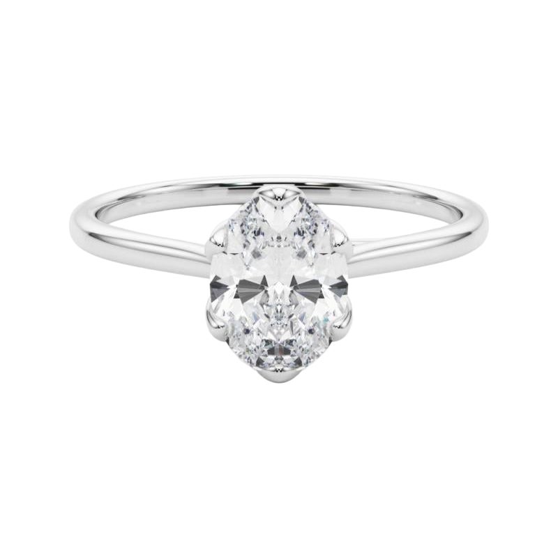 GIA Certified 2.01 Carat Oval Tulip Solitaire Cathedral Platinum Diamond Ring