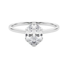 GIA Certified 2.01 Carat Oval Tulip Solitaire Cathedral Platinum Diamond Ring