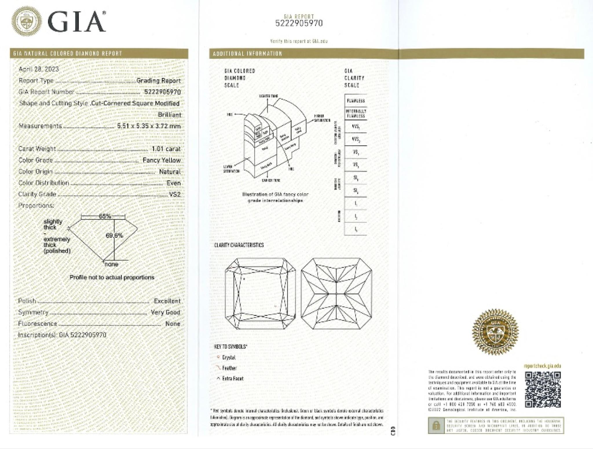 Paire de boucles d'oreilles pendantes en diamant jaune de 2,01 carats certifié GIA Excellent état - En vente à Rugby, England