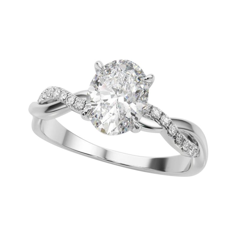 GIA Certified 2.01 Carat Pave Entwined Nature Band Oval Diamond Ring