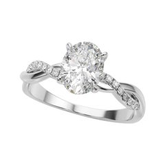 GIA Certified 2.01 Carat Pave Entwined Nature Band Oval Diamond Ring
