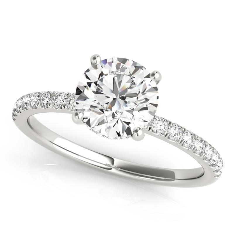 Taglio rotondo GIA Certified 2.01 Carat Pave Hidden Halo Round  Diamond Ring in vendita