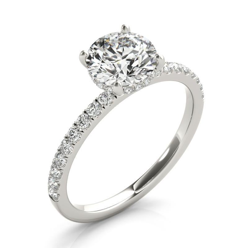GIA Certified 2.01 Carat Pave Hidden Halo Round  Diamond Ring in vendita 1