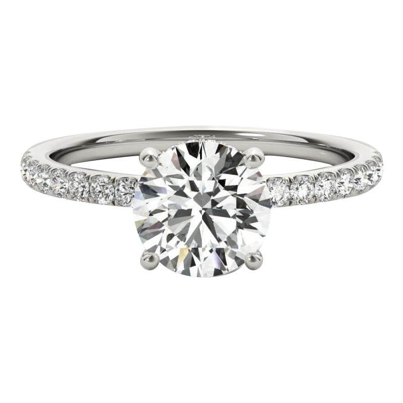 GIA Certified 2.01 Carat Pave Hidden Halo Round  Diamond Ring