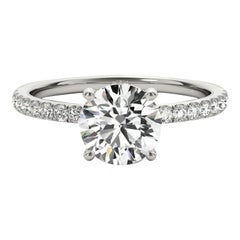 GIA Certified 2.01 Carat Pave Hidden Halo Round  Diamond Ring