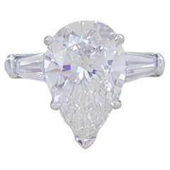 GIA Certified 2.01 Carat Pear Cut Diamond Platinum Ring