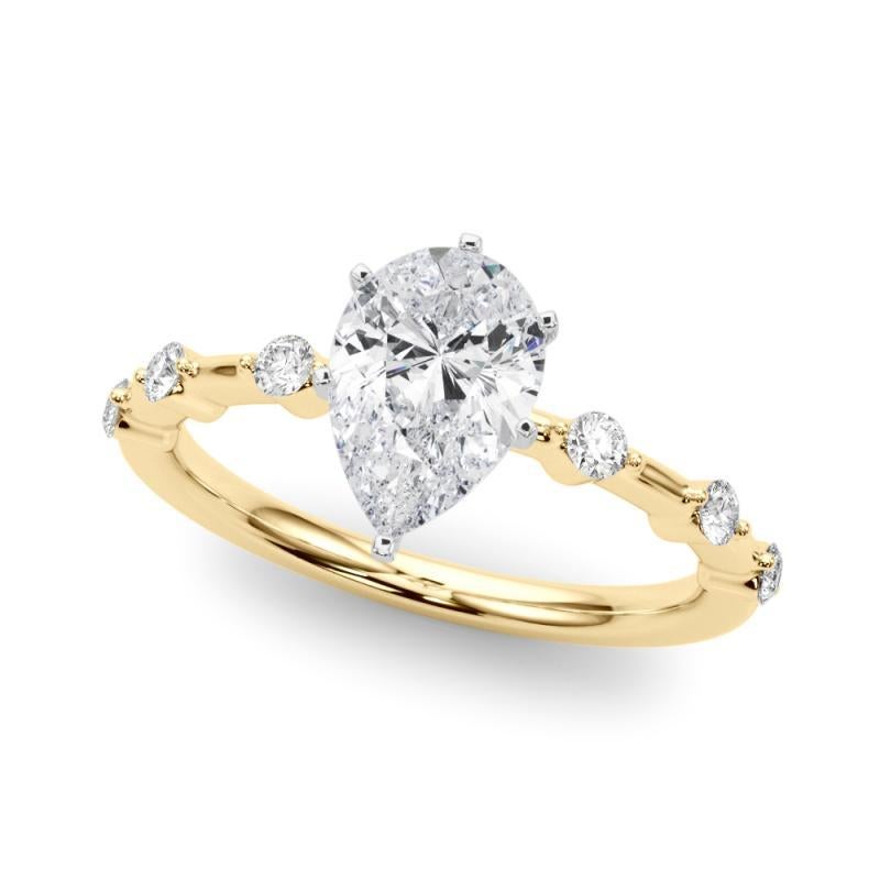 GIA zertifiziert 2,01 Karat Birne Diamant Bambus Schaft Diamantring (Tropfenschliff) im Angebot