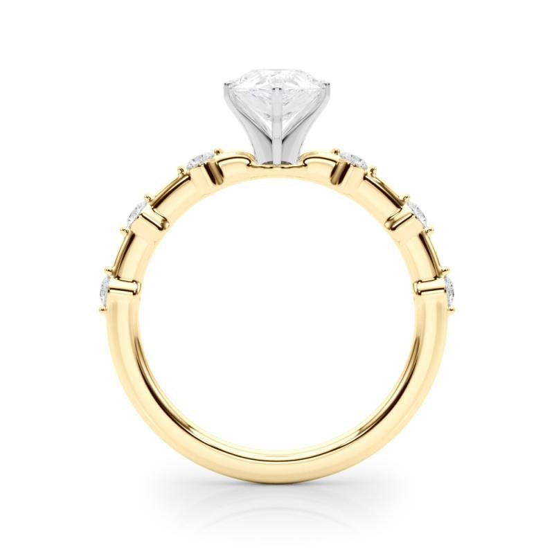 GIA zertifiziert 2,01 Karat Birne Diamant Bambus Schaft Diamantring im Zustand „Neu“ im Angebot in New York, NY