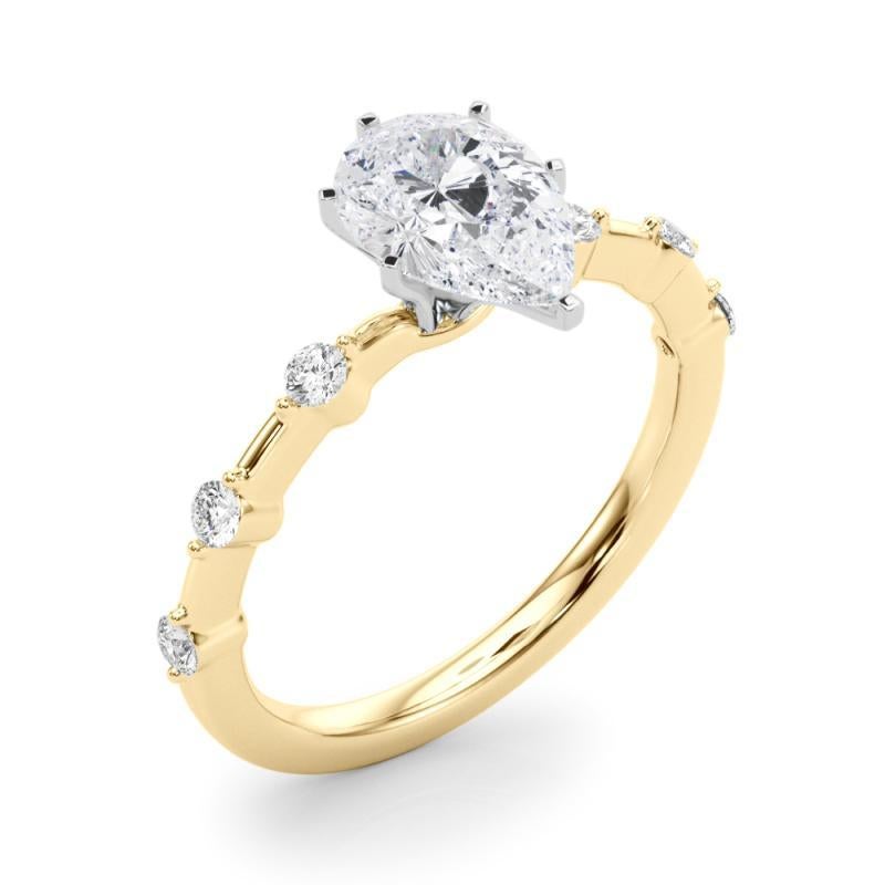 GIA zertifiziert 2,01 Karat Birne Diamant Bambus Schaft Diamantring Damen im Angebot