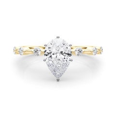 Bague en diamant poire certifié GIA de 2,01 carats avec tige en bambou