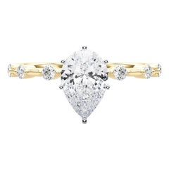 GIA zertifiziert 2,01 Karat Birne Diamant Bambus Schaft Diamantring