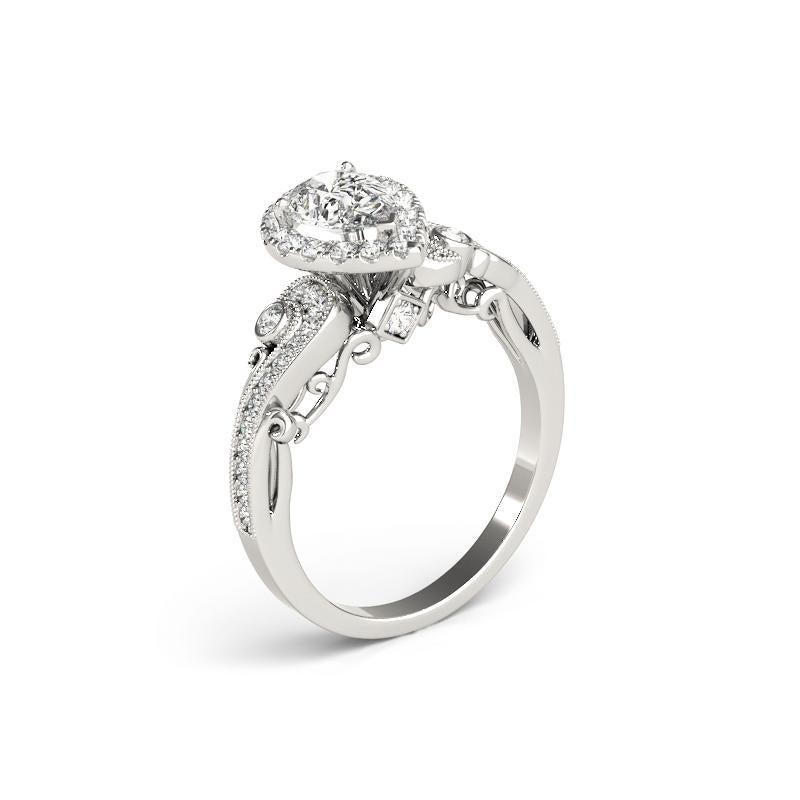 GIA-zertifizierter 2,01 Karat Birne Halo Multi-Stone Curved Diamond Ring Damen im Angebot